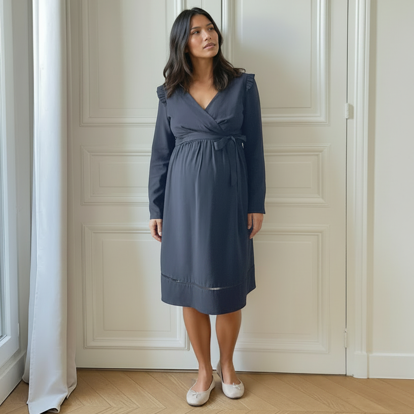blue long sleeve maternity dress Lucie latex outfits Color:apricot Baltic Born Womens Aizey