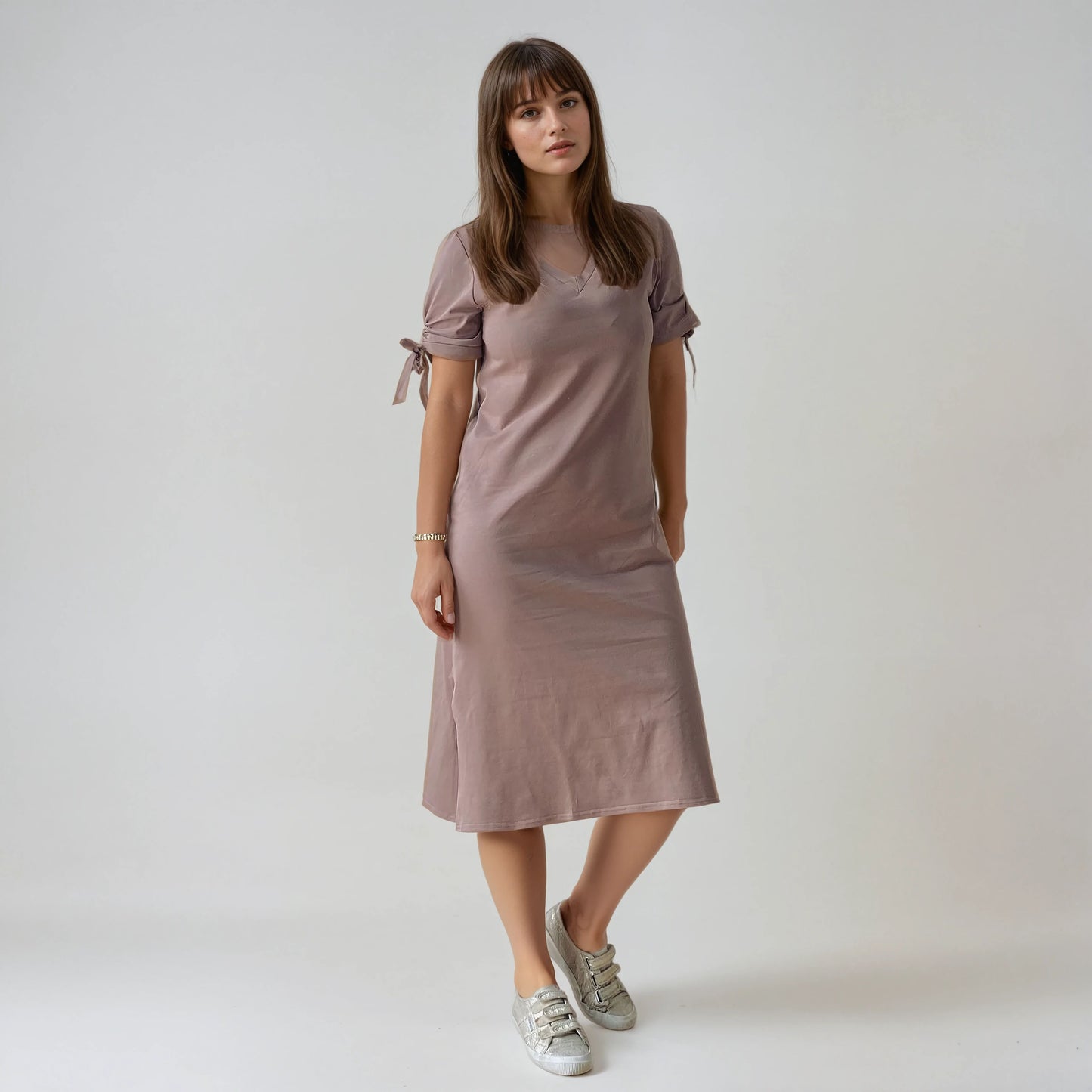 Robe t-shirt réversible – col V & col bateau Camélia