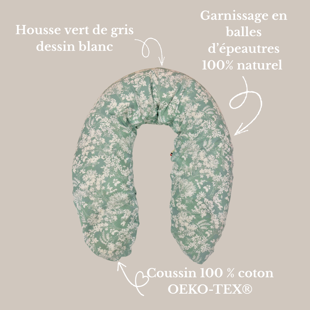 Coussin d’allaitement en balles d’épeautre 100 % naturel