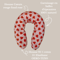Coussin de maternité et d’allaitement avec housse cœurs rouges