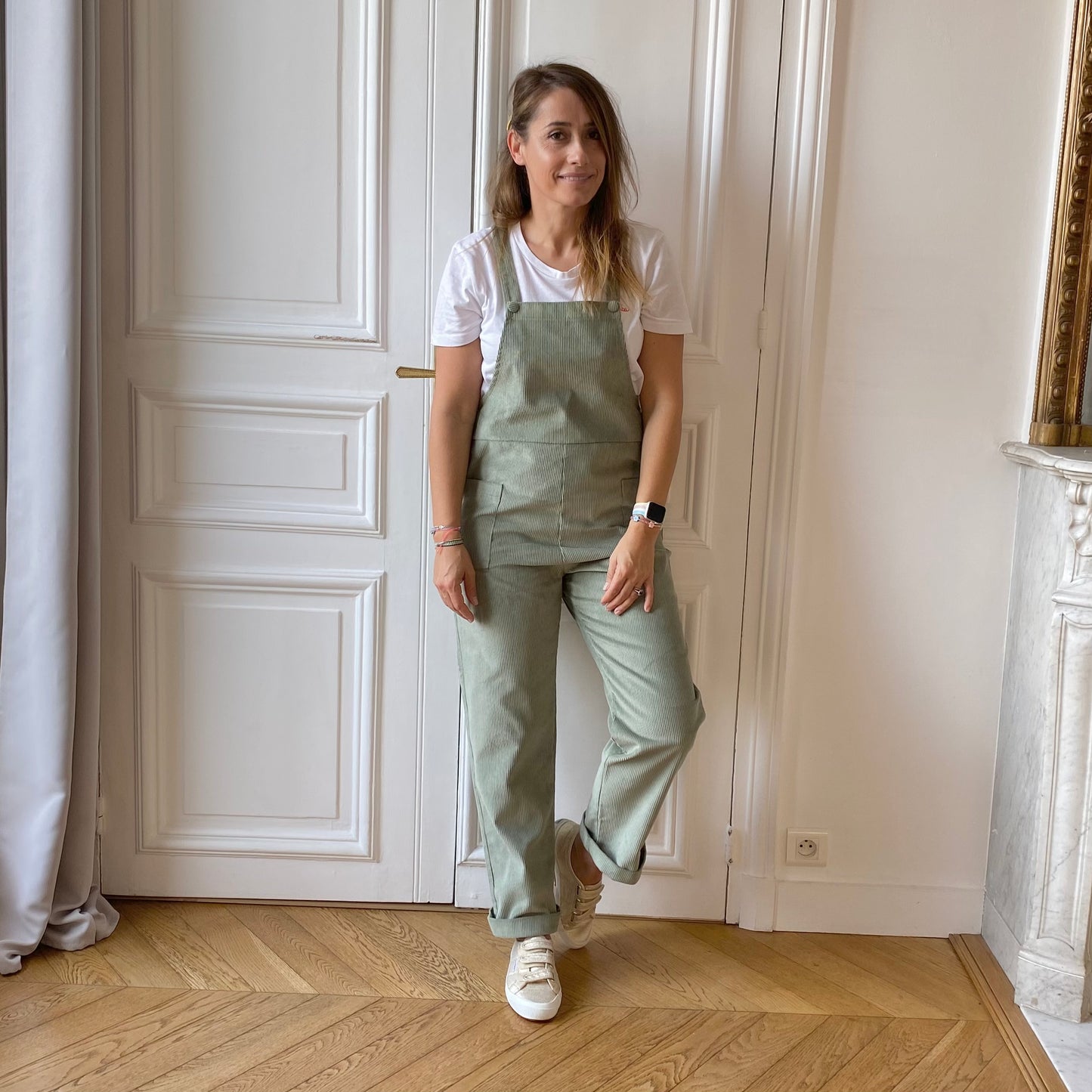 Salopette Côte d’Opale velours, nid d'abeille et demi natté