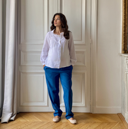 Boyfriend bleu jean grainé, pantalon de grossesse