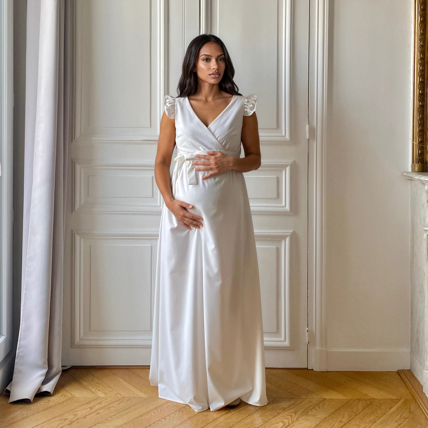 Bohème blanc, robe de grossesse et d'allaitement