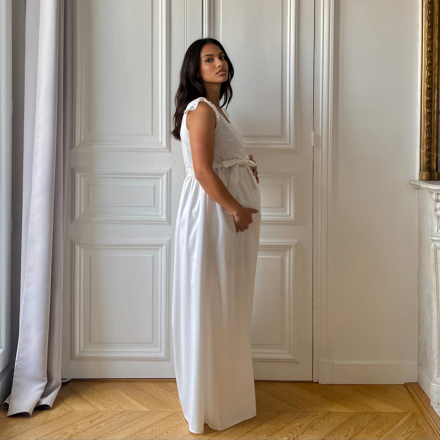 Bohème blanc, robe de grossesse et d'allaitement