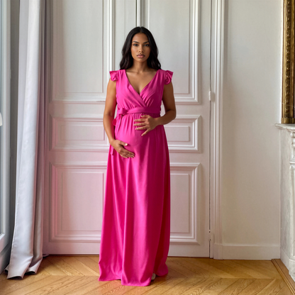 Bohème fuchsia, robe de grossesse et d'allaitement
