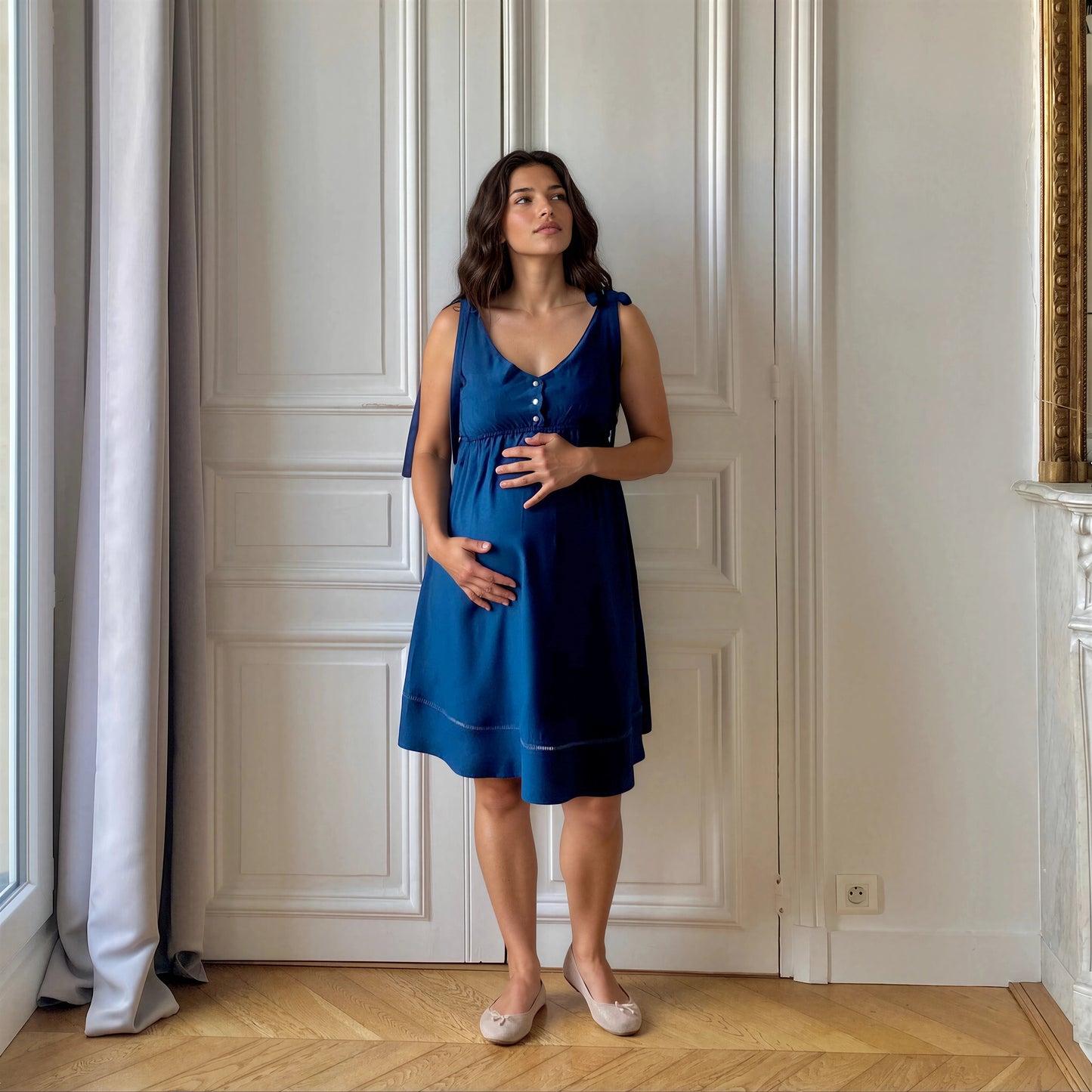 Cinqueterre bleu marine, robe de grossesse