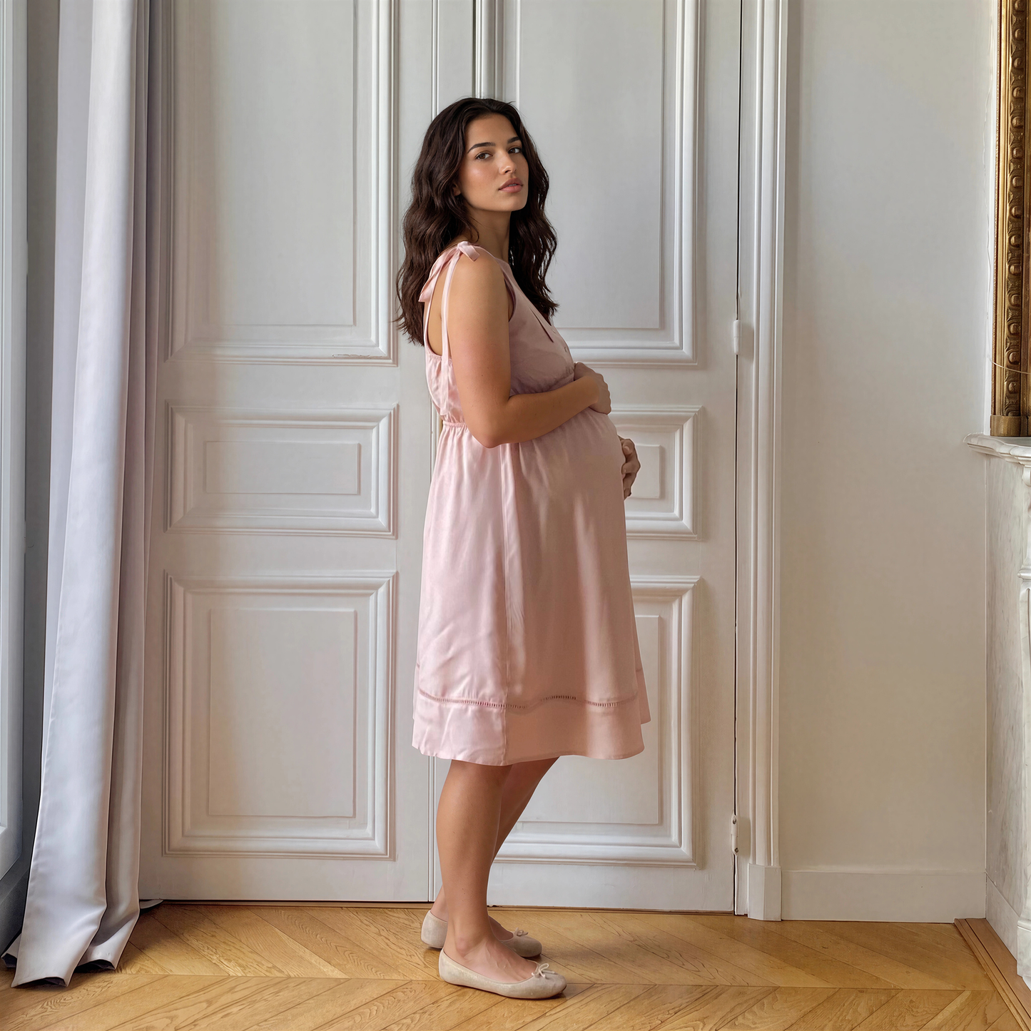 Cinqueterre rose, robe de grossesse et d'allaitement