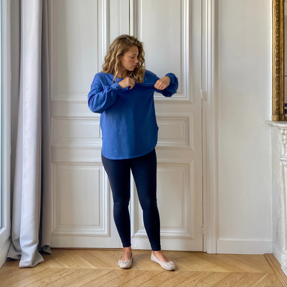 Cézambre bleu, sweat de grossesse et d'allaitement