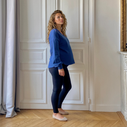 Cézambre bleu, sweat de grossesse et d'allaitement