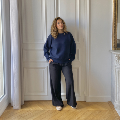 Brume bleu, pull de grossesse