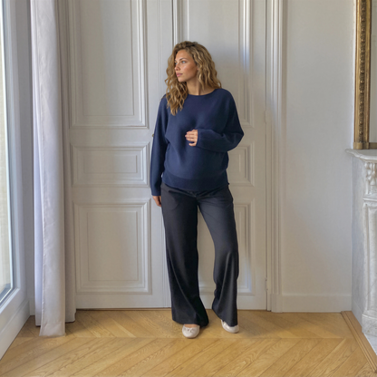 Brume bleu, pull de grossesse