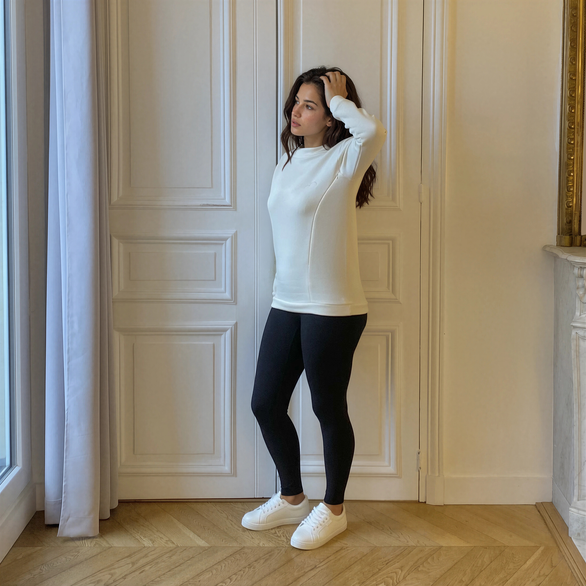 Source créme, sweat d'allaitement col bateau