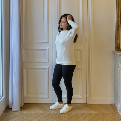 Source créme, sweat d'allaitement col bateau
