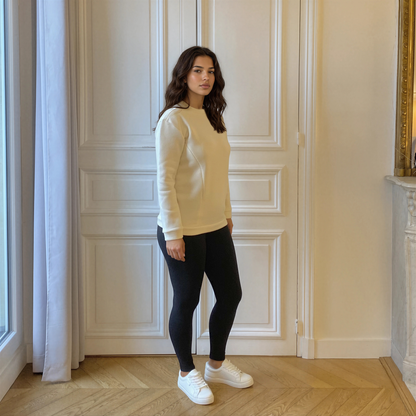 Source créme, sweat d'allaitement col bateau
