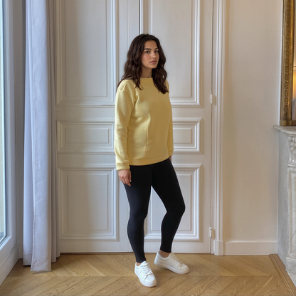 Source jaune, sweat d'allaitement col bateau