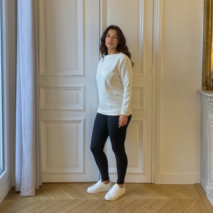 Source créme, sweat d'allaitement col bateau