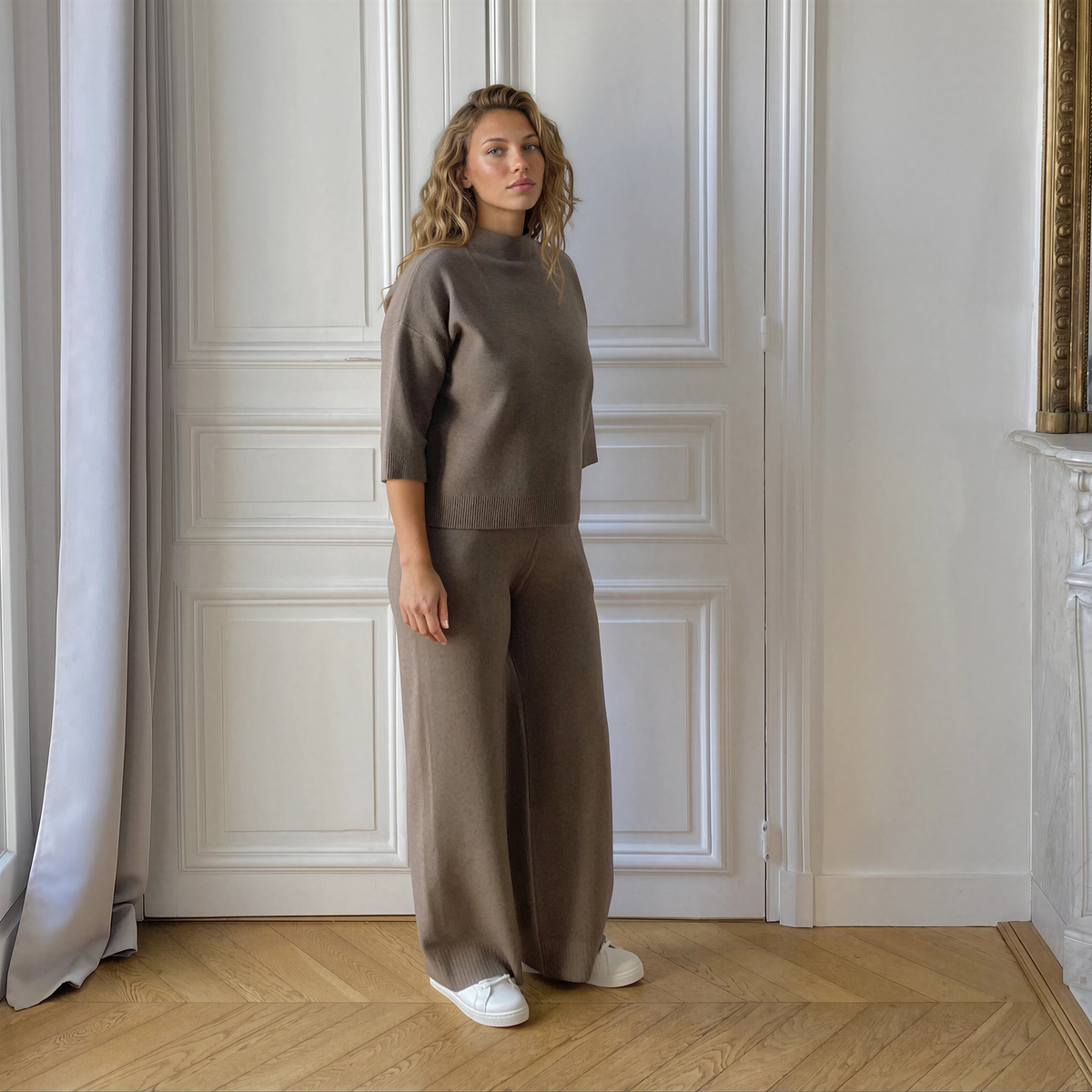 Côte d’Amour taupe, pull de grossesse