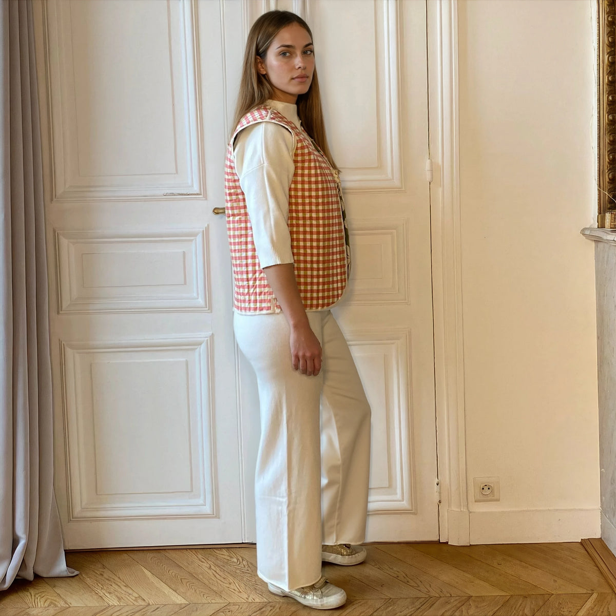 Gilet de grossesse réversible matelassé rose