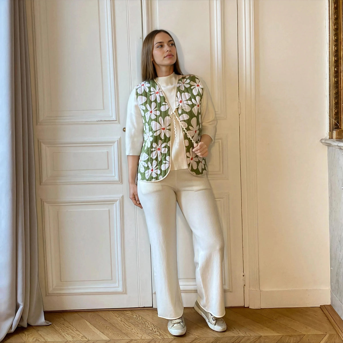 Gilet de grossesse réversible matelassé rose