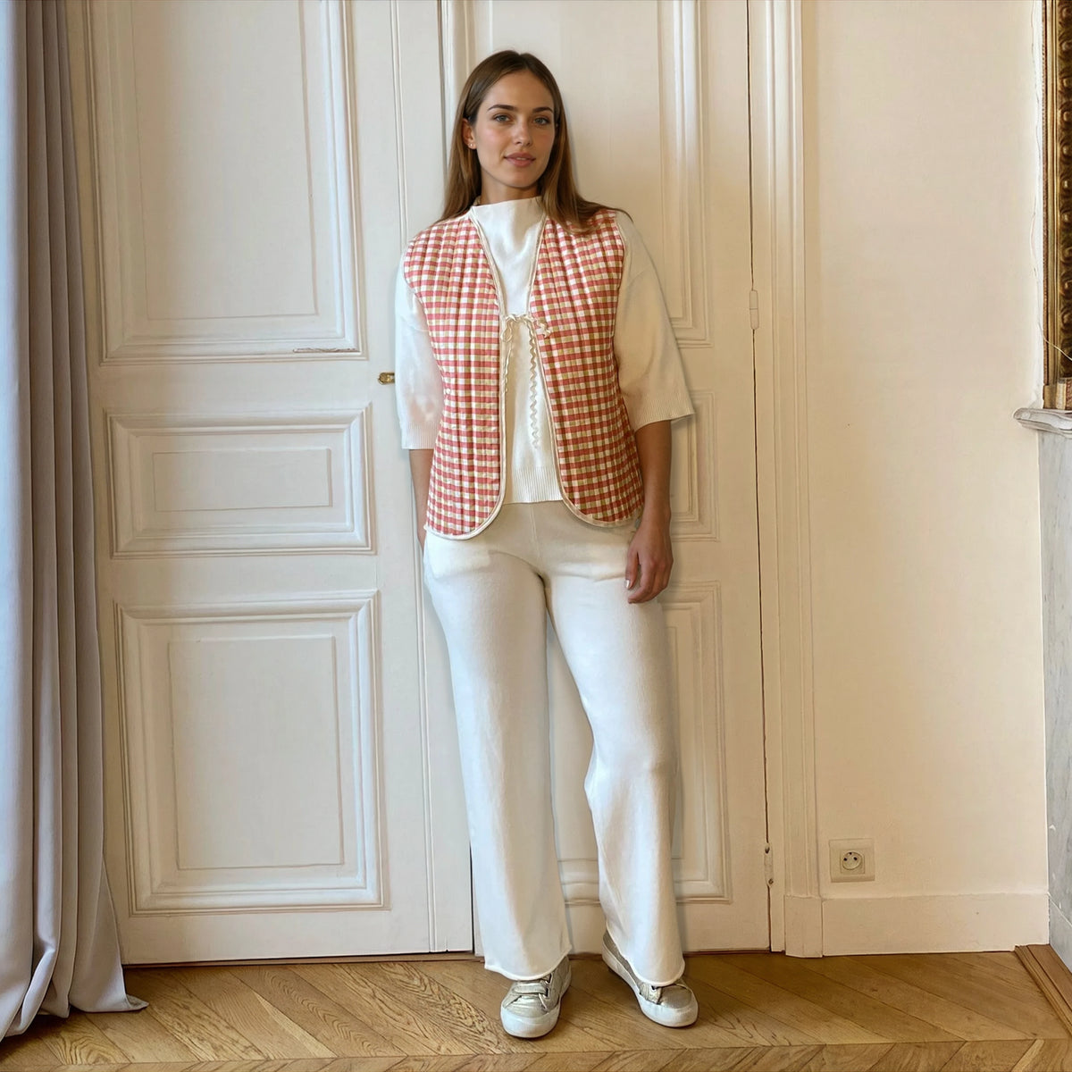 Gilet de grossesse réversible matelassé rose