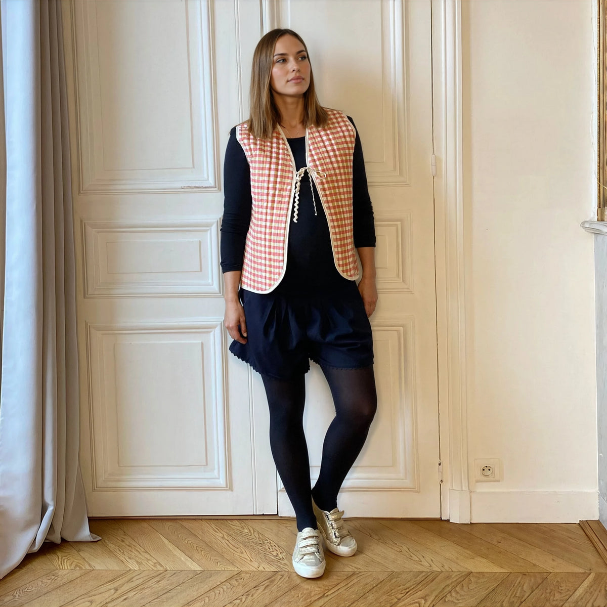 Gilet de grossesse réversible matelassé rose