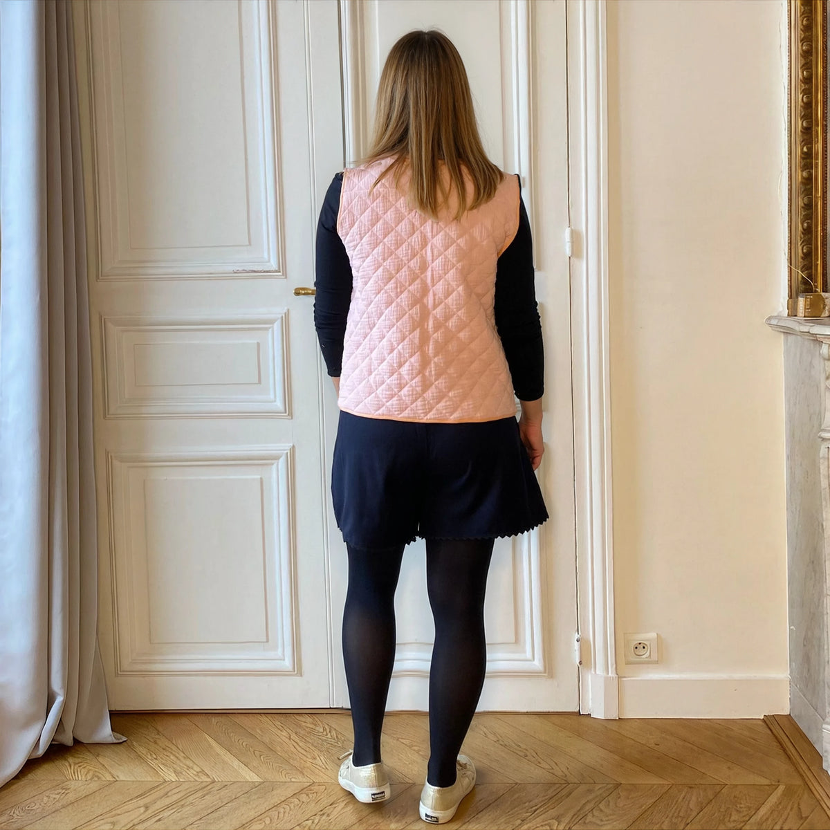 Gilet de grossesse réversible matelassé rose