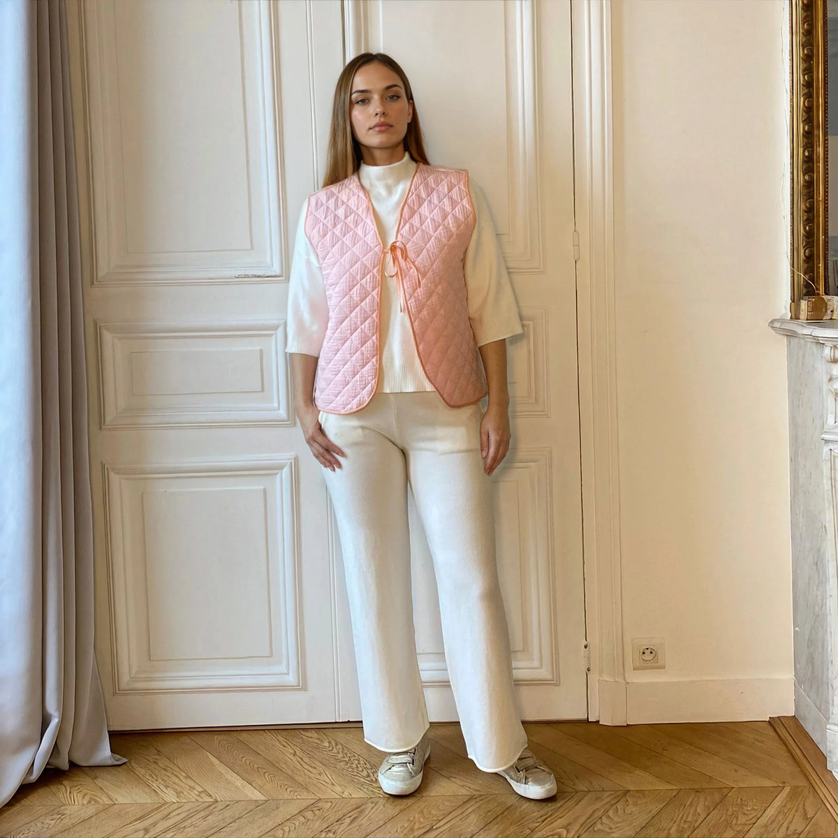 Gilet de grossesse réversible matelassé rose