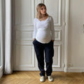 Boyfriend jean foncé, pantalon de grossesse