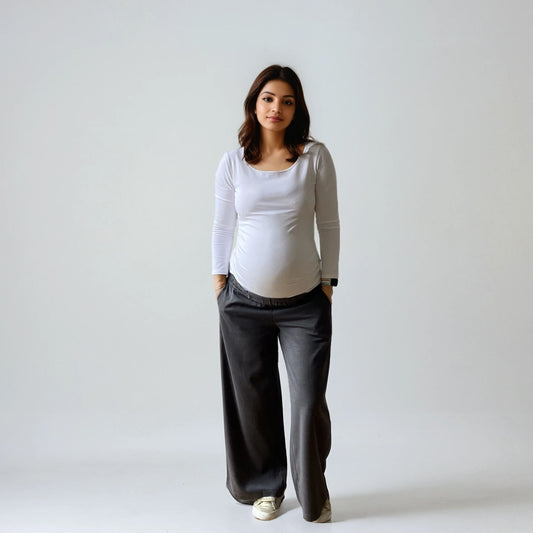 Pantalon de grossesse à porter pendant et apres la grossesse ! Matiere confortable et fluide. Made in France