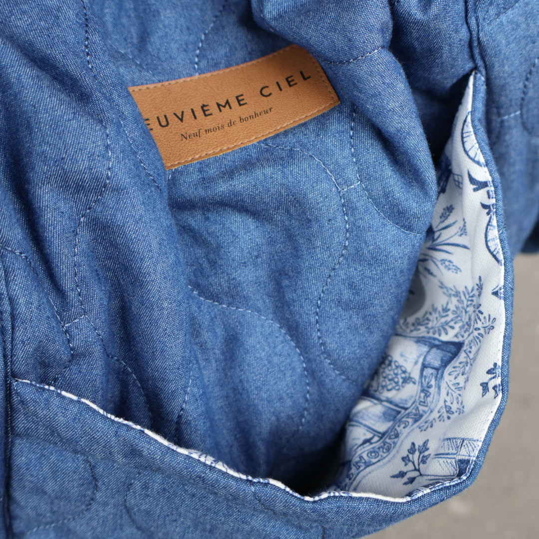 Sac à langer jean matelassé grand format