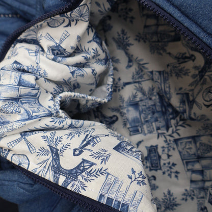 Sac à langer jean matelassé grand format