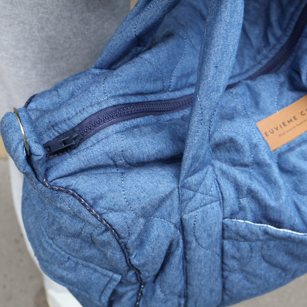 Sac à langer jean matelassé grand format