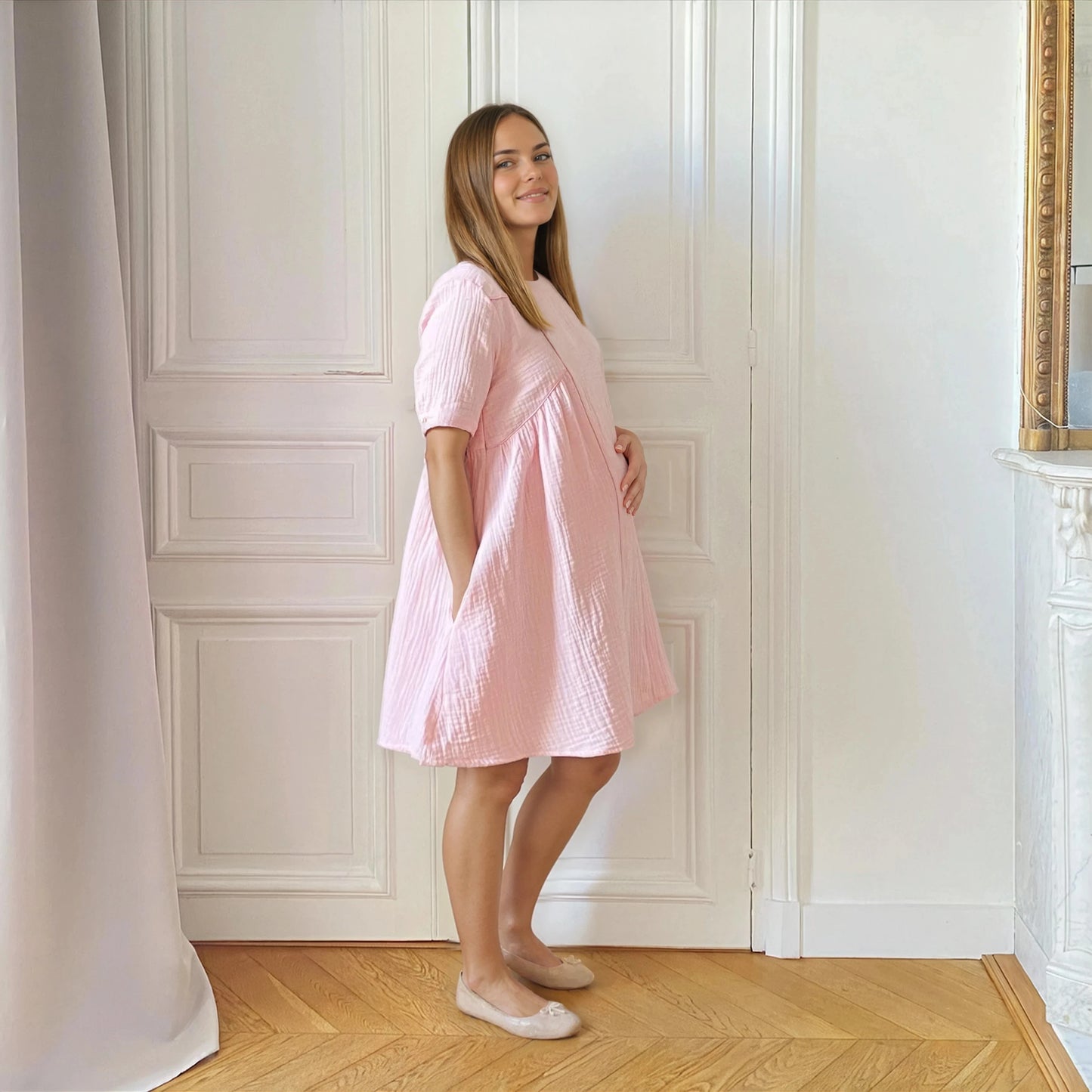 Twist blush, robe de grossesse et d'allaitement
