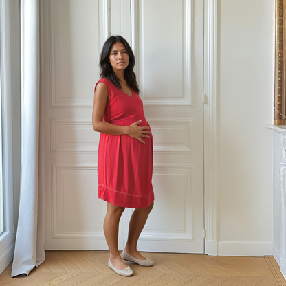Gordes rouge, robe de grossesse