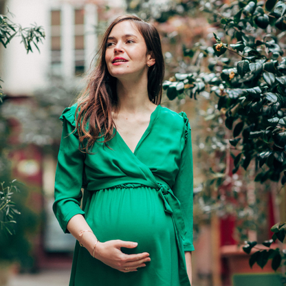 Robe Lucie maternité et allaitement – modèle élégant et pratique, idéale avant, pendant et après la grossesse. Fabriquée en France