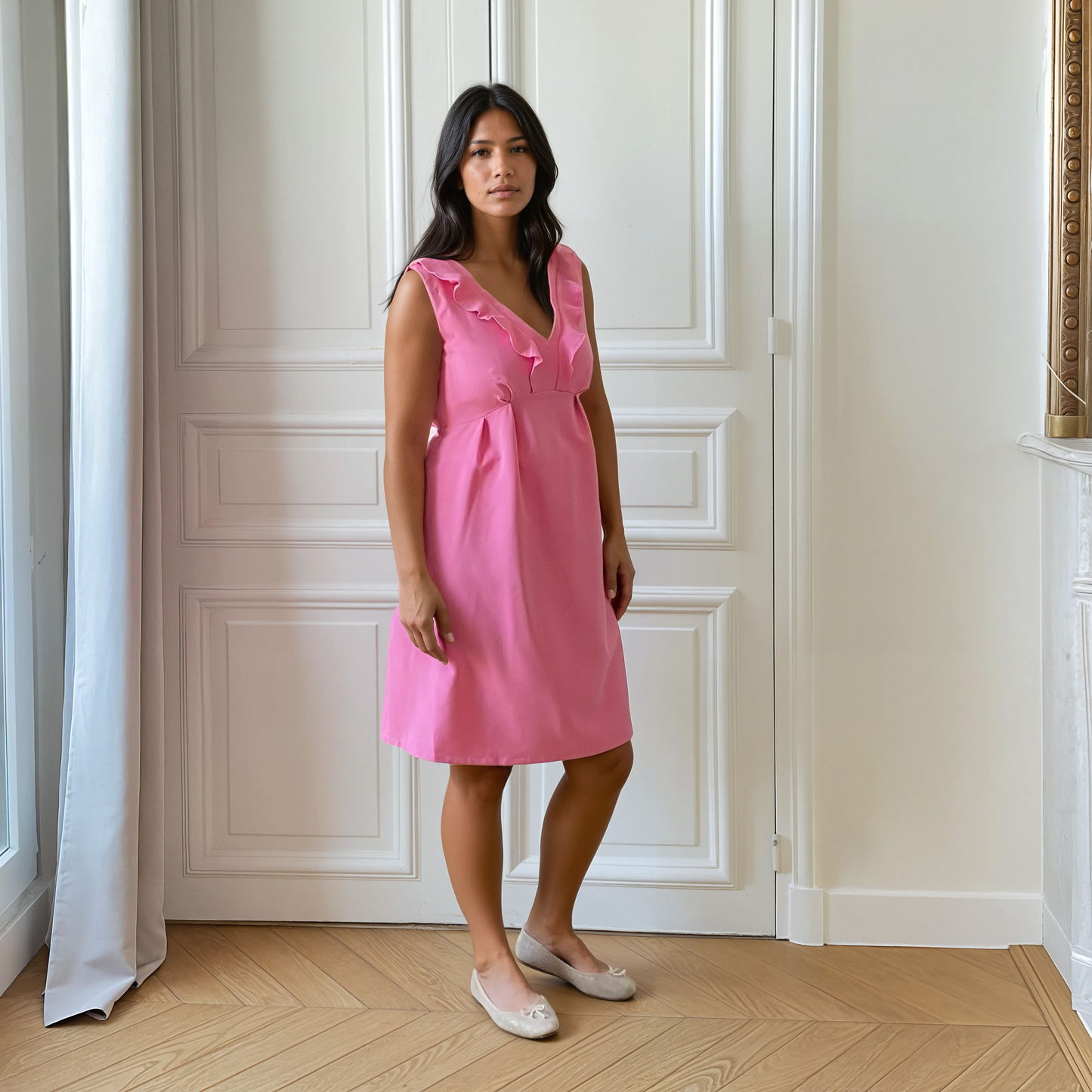 Isle Sur Sorgue rose, robe de grossesse et d'allaitement