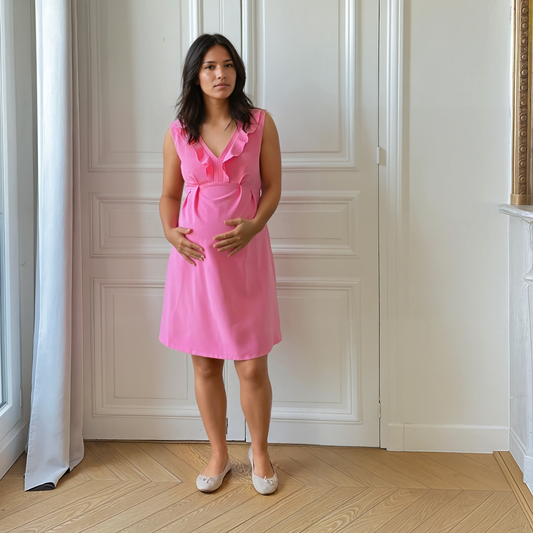 Isle Sur Sorgue rose, robe de grossesse et d'allaitement