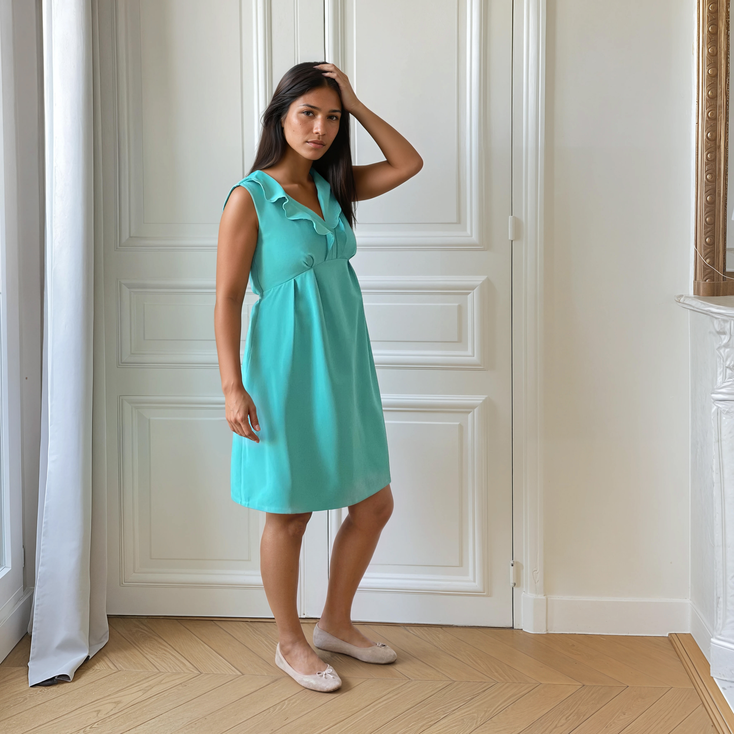 Isle Sur Sorgue turquoise, robe de grossesse et d'allaitement