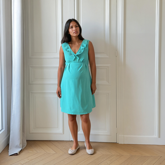 Isle Sur Sorgue turquoise, robe de grossesse et d'allaitement