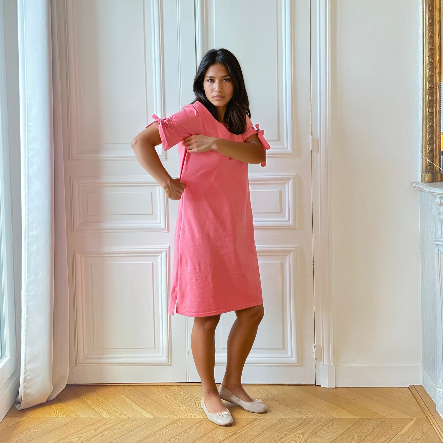 Camélia sorbet, robe de grossesse et d'allaitement
