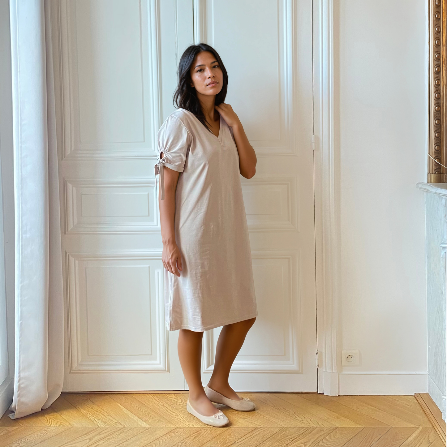 Camélia galet, robe de grossesse et d'allaitement