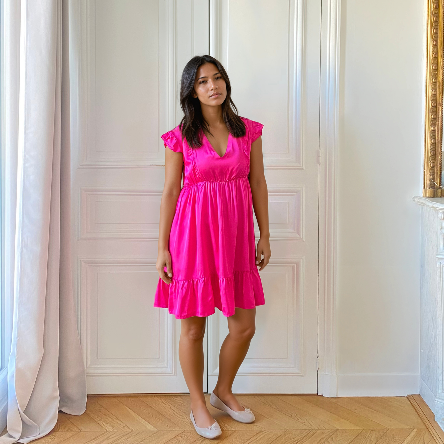 Menthe fuchsia, robe de grossesse et d'allaitement