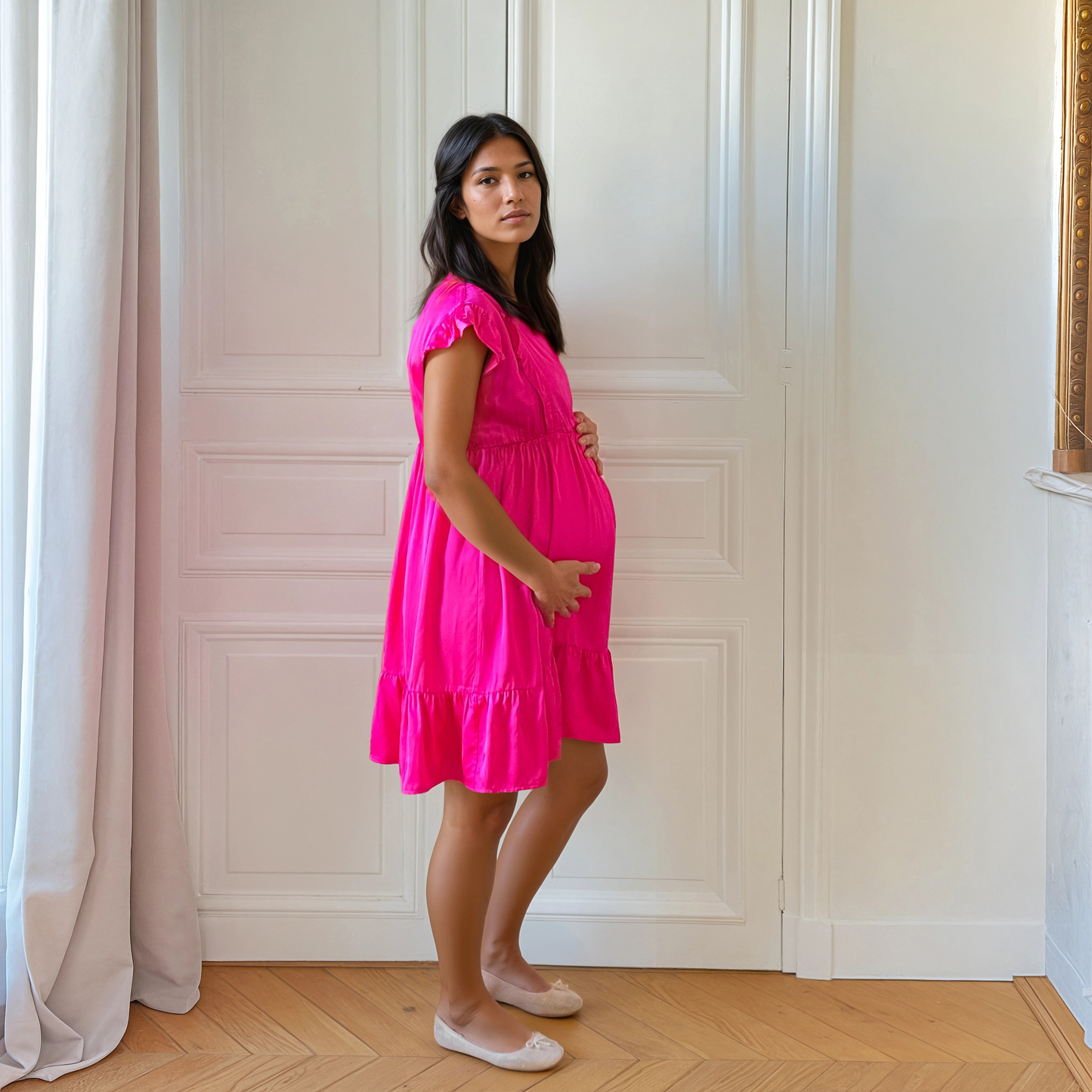 Menthe fuchsia, robe de grossesse et d'allaitement