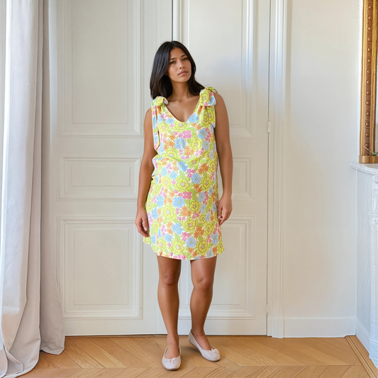 Olive fleurs, robe de grossesse et d'allaitement