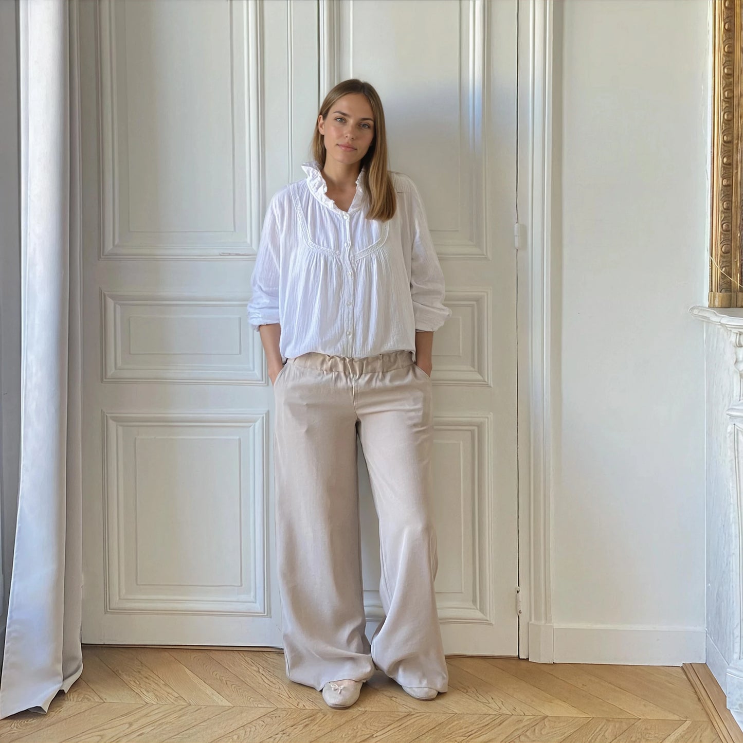 Éclipse beige, pantalon de grossesse
